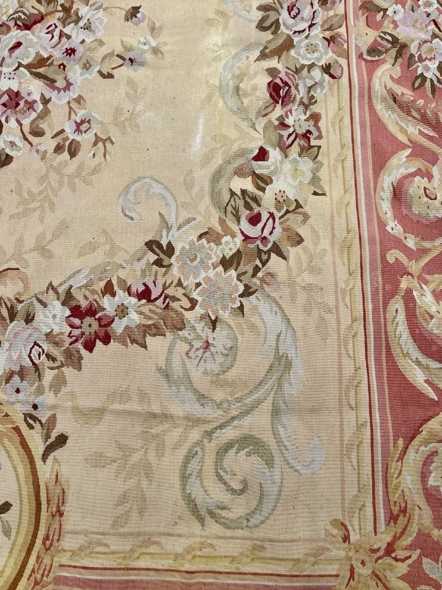 Decorative Rug In The Aubusson Style. Knotted Wool With Floral Design. 311 Cm X 243 Cm-photo-3