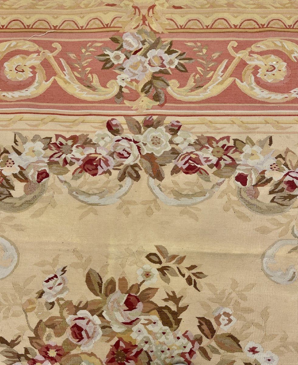 Decorative Rug In The Aubusson Style. Knotted Wool With Floral Design. 311 Cm X 243 Cm-photo-3