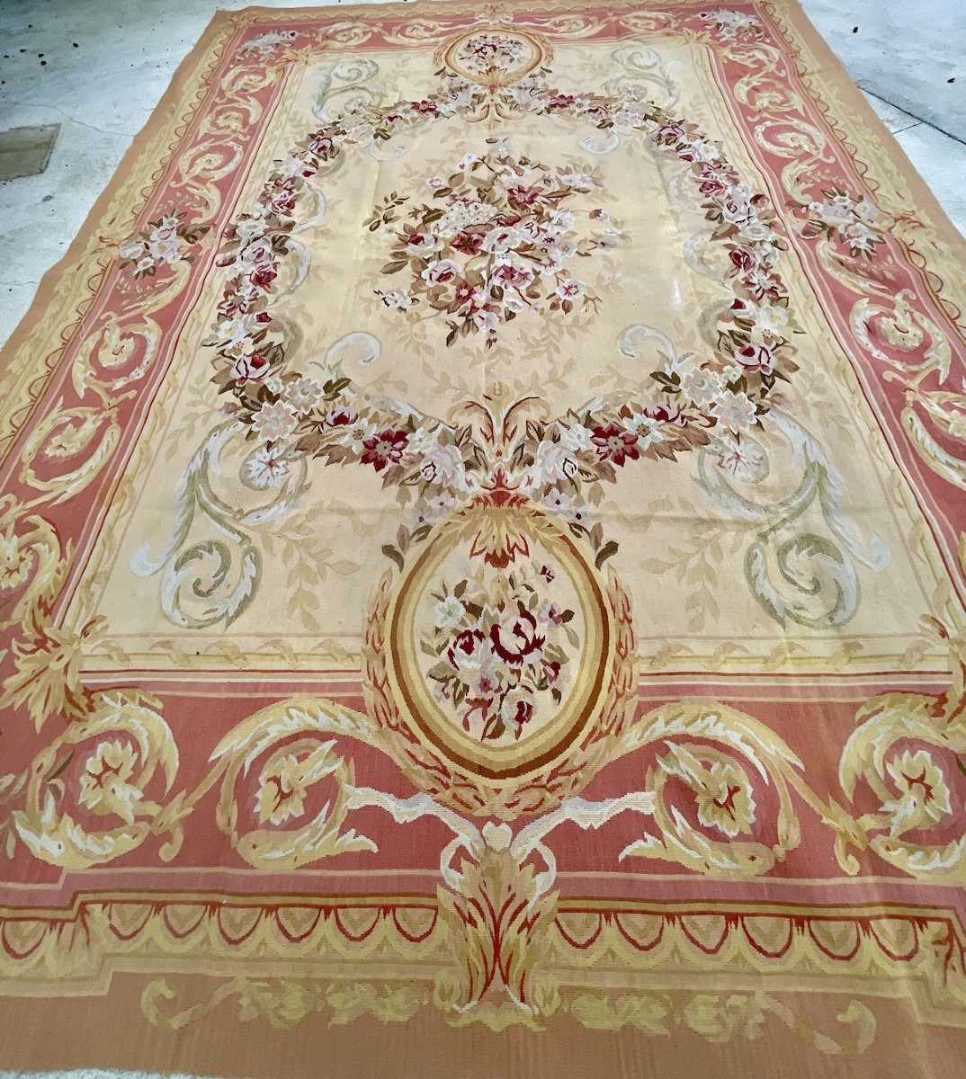 Decorative Rug In The Aubusson Style. Knotted Wool With Floral Design. 311 Cm X 243 Cm-photo-7