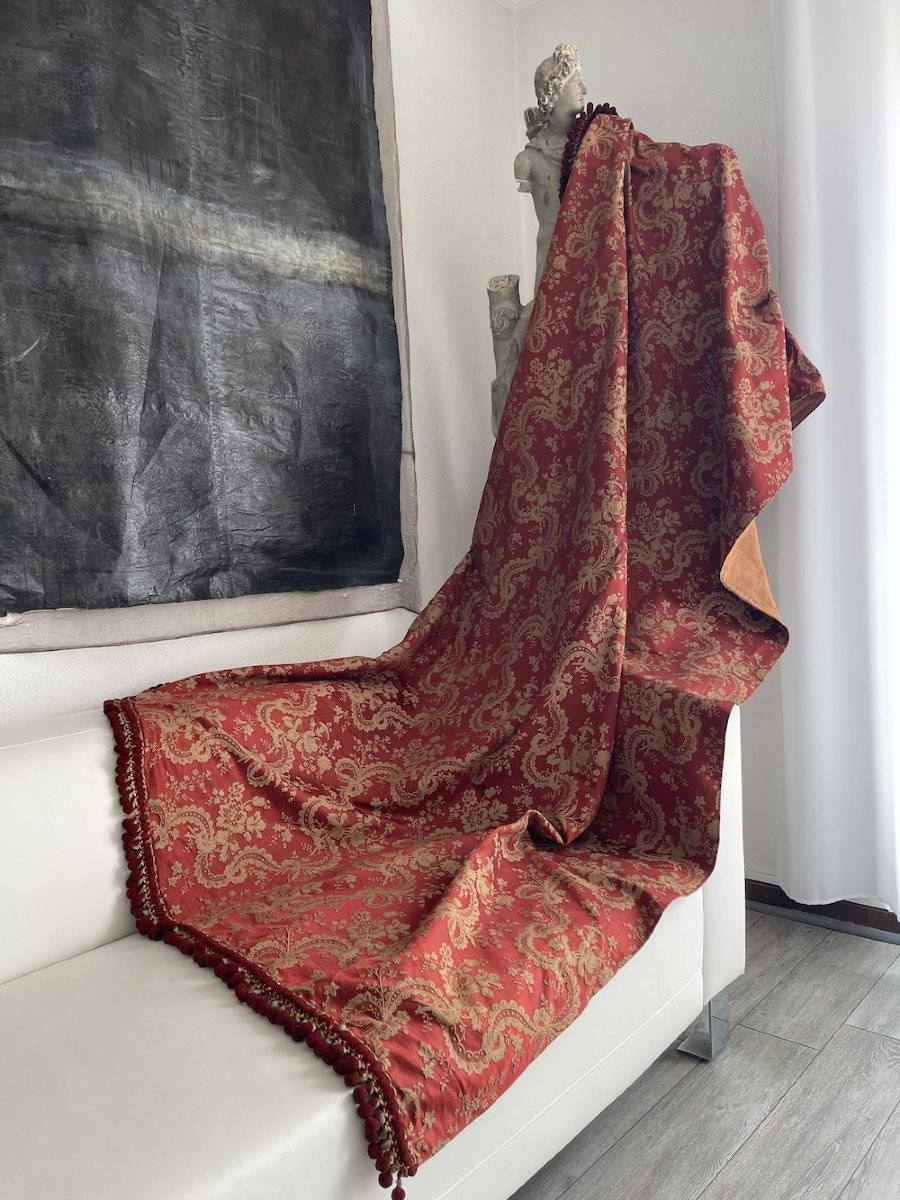 Pair Of Antique Curtains, 19th Century, Silk, Linen, And Trimmings, Decorative-photo-1