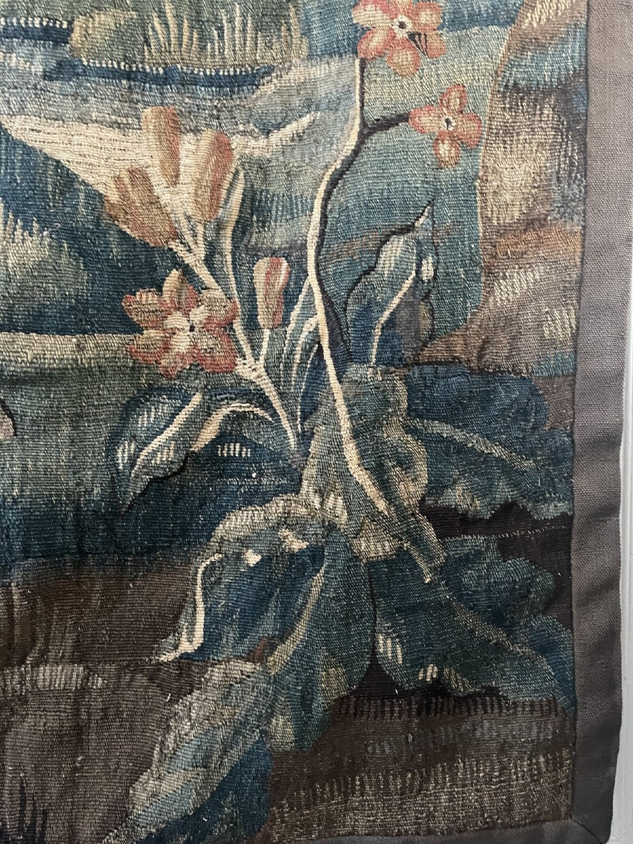 Tapisserie  Manufacture Royale d'Aubusson   .Rare Verdure   au bateau  et architecture XVIIIème-photo-4