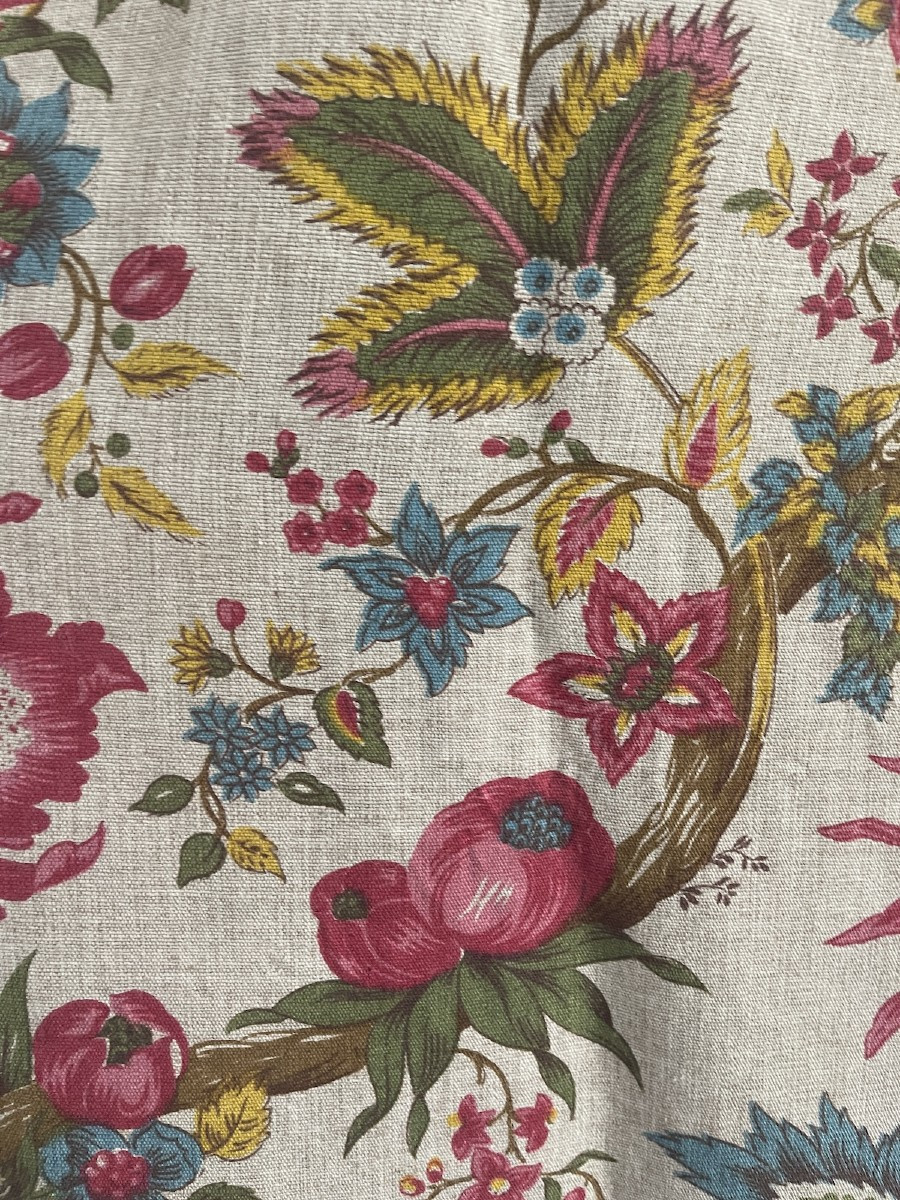 Paire de rideaux en lin au décor d'Indienne  tentures -photo-4