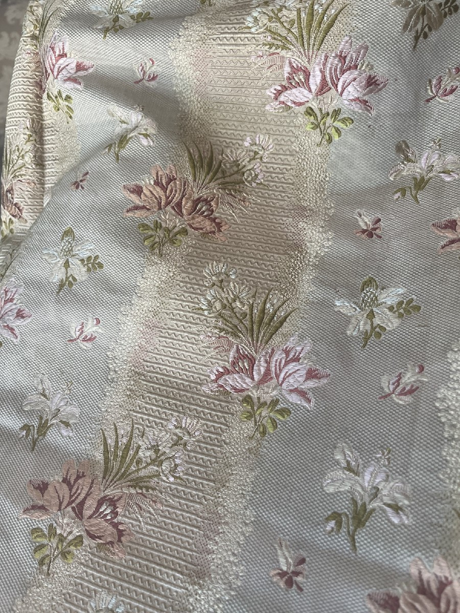 Paire De Rideaux Anciens – époque XIXᵉ – Soierie Lyonnaise. Tentures Anciennes-photo-3