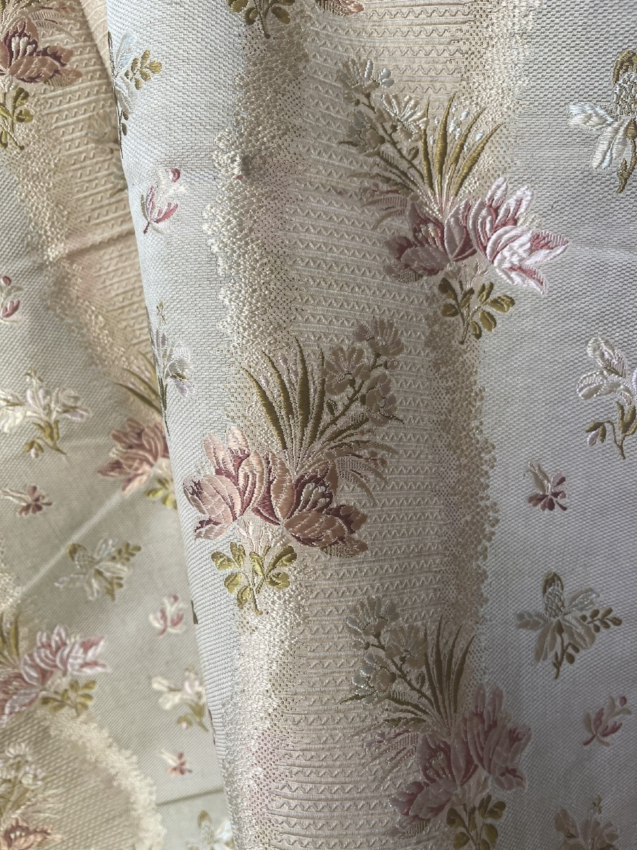 Paire De Rideaux Anciens – époque XIXᵉ – Soierie Lyonnaise. Tentures Anciennes-photo-4