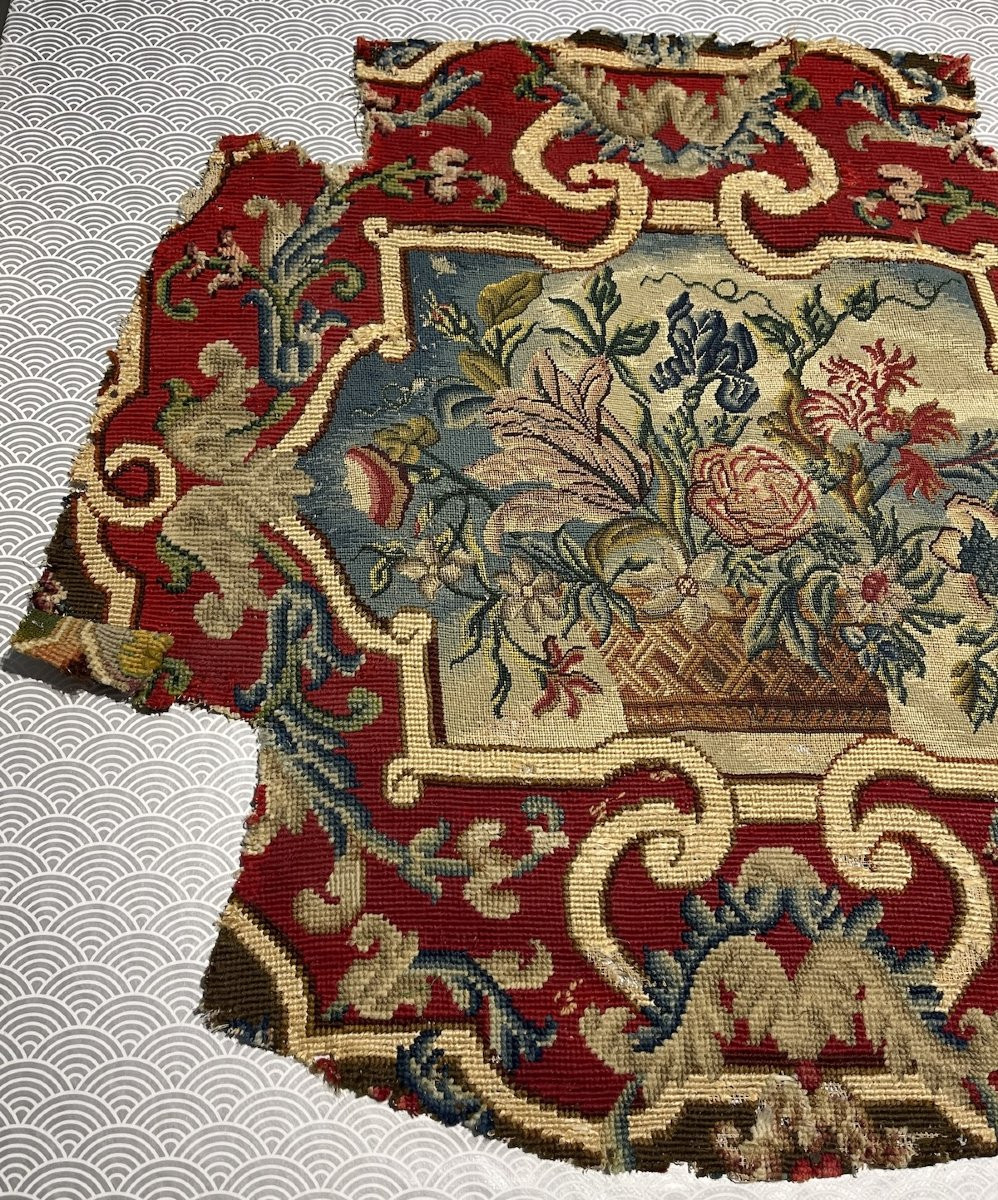  Petit Point Armchair Cover – 18th Century Tapestry, Floral Bouquet Design-photo-3