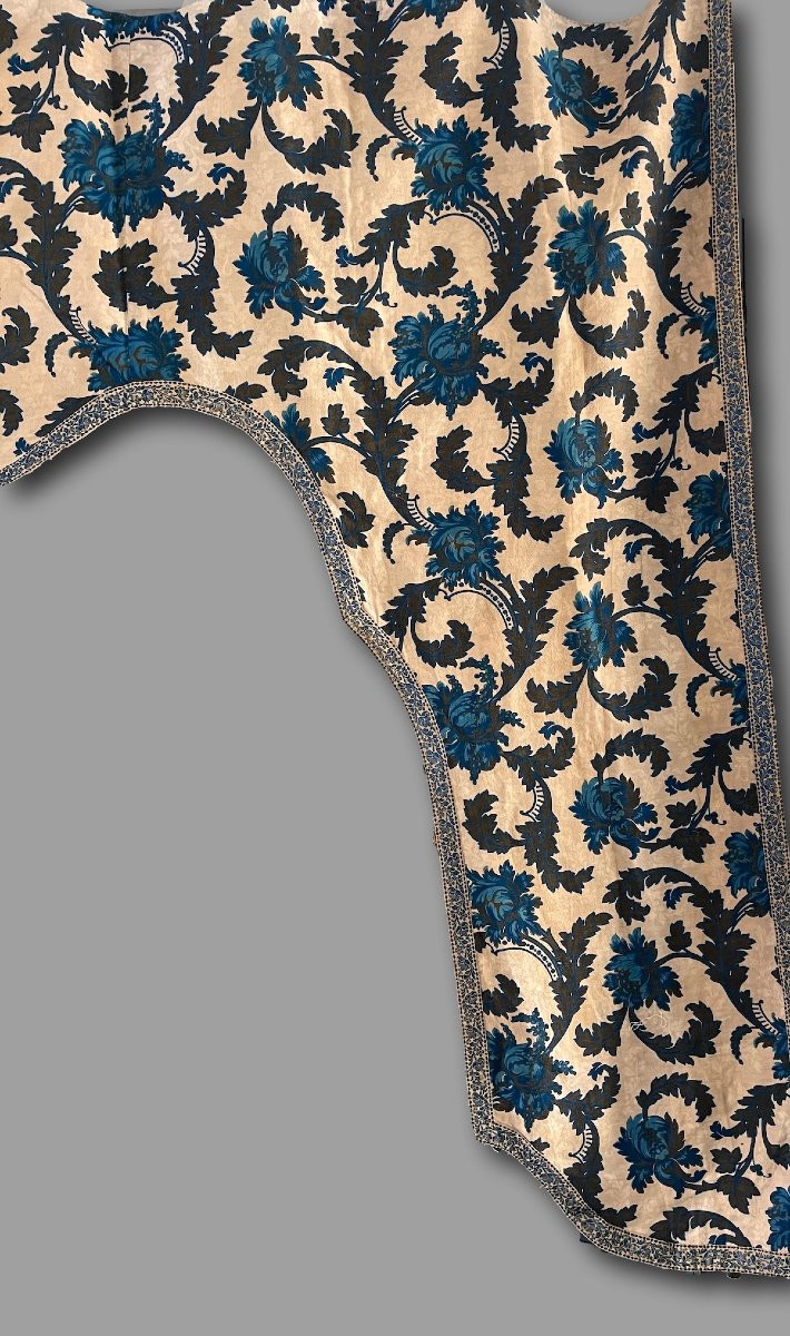 Printed Canvas Door Or Alcove Curtain – Blue Floral Scroll Design – 218 Cm-photo-4