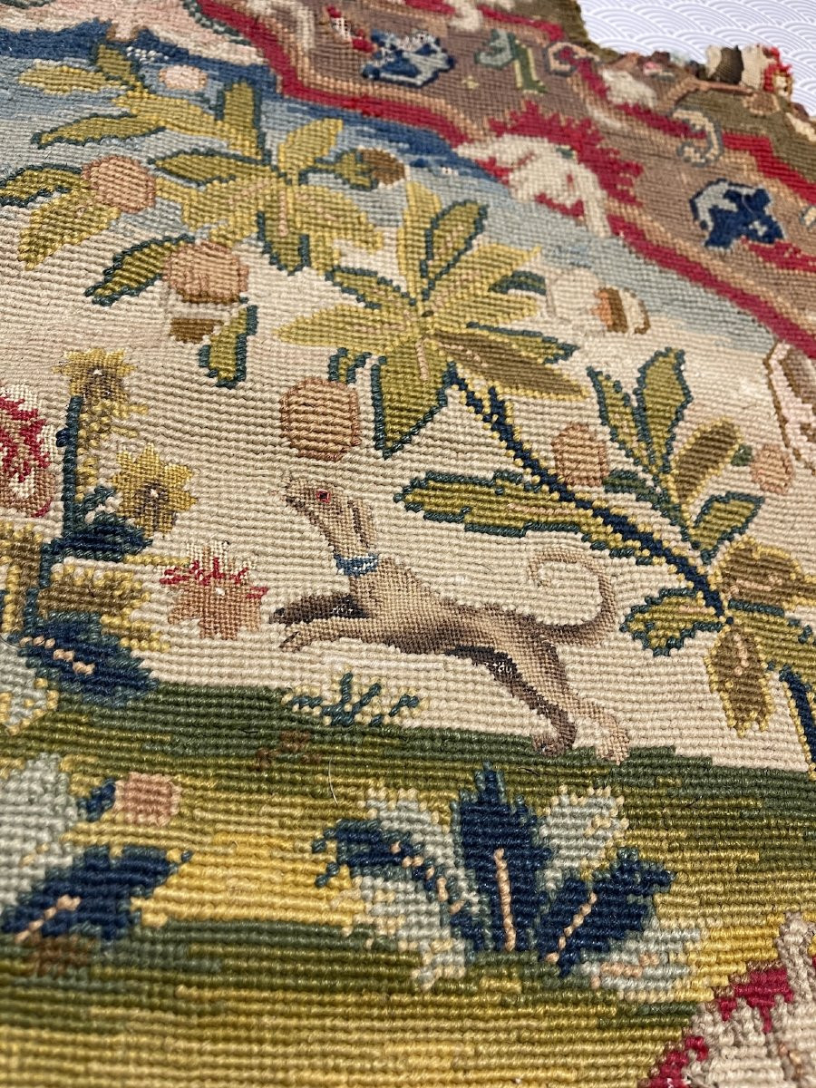 18th Century Period Armchair Cover – Tapestry, Petit Point Embroidery, Animal Motif-photo-2
