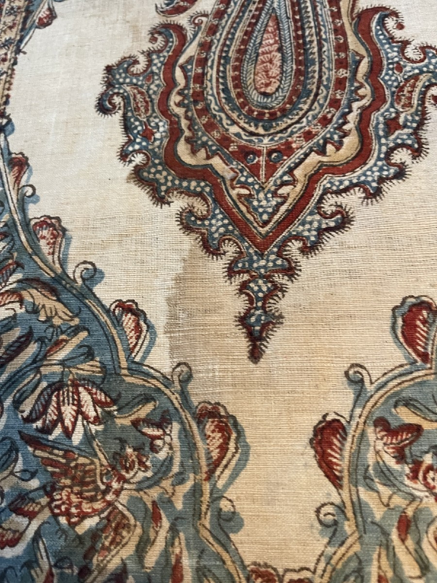 Kalamkari Ancien – Fin XIXᵉ / Début XXᵉ – Rideau ancien, tenture, Panneau Décoratif-photo-4