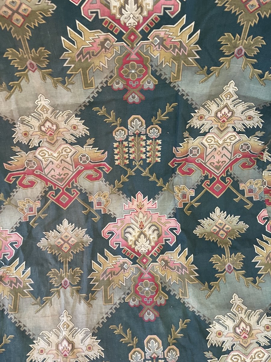 Pair Of Printed Cotton Curtains – Neo-oriental Decor – Napoleon III Period-photo-3