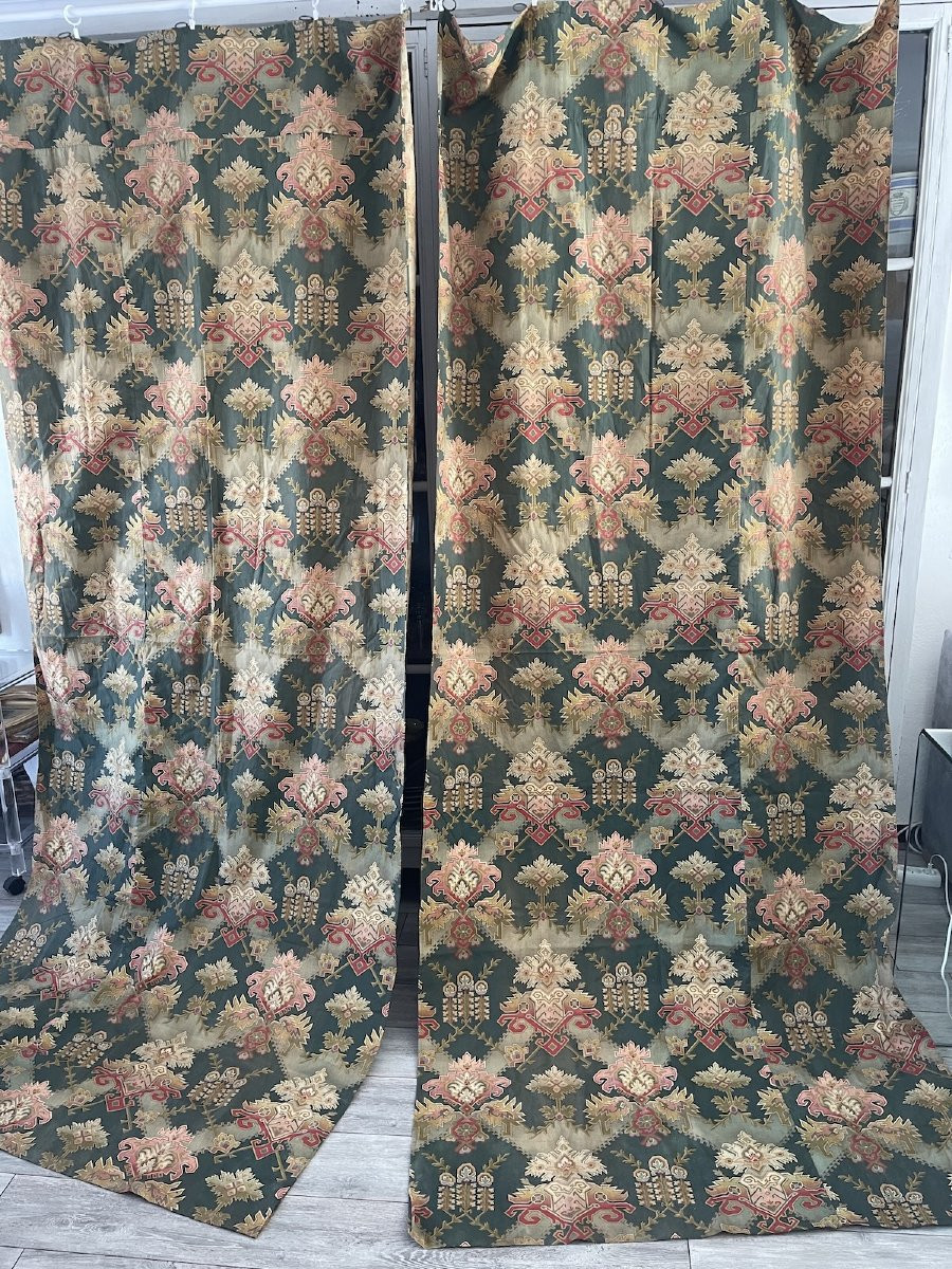 Pair Of Printed Cotton Curtains – Neo-oriental Decor – Napoleon III Period-photo-4