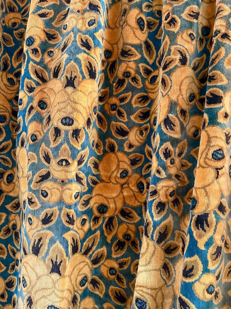 Pair Of Antique Art Deco Velvet Drapes Period 1925-photo-3