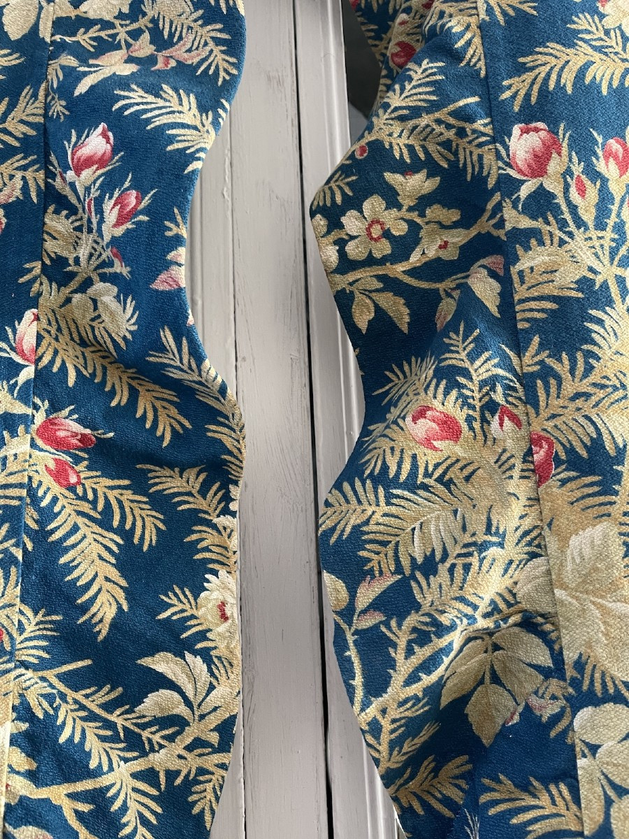 First Pair Of French Blue Curtains With Roses And Spring Flowers-photo-3