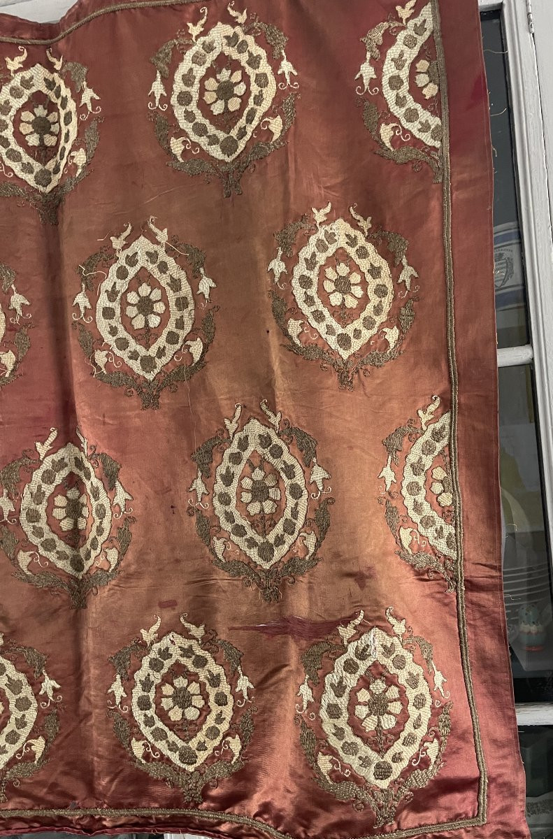 Metallic Thread Embroidered Silk Ottoman Hangings - Ottoman Empire, XIXᵉ Century-photo-2