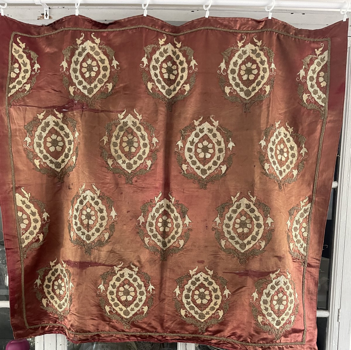 Metallic Thread Embroidered Silk Ottoman Hangings - Ottoman Empire, XIXᵉ Century-photo-1