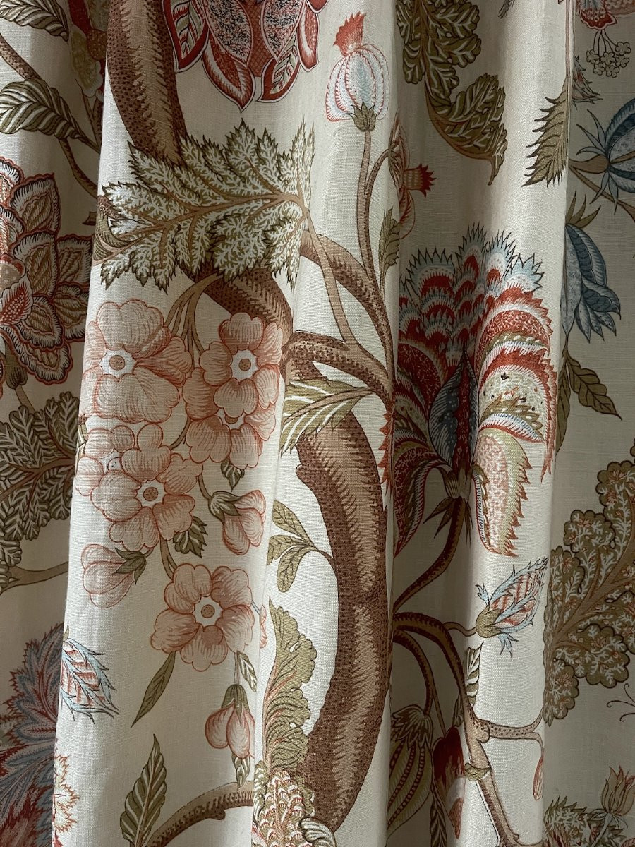 Seconde paire de rideaux au décor indien “Arbre de Vie” large décor floral et papillons-photo-2