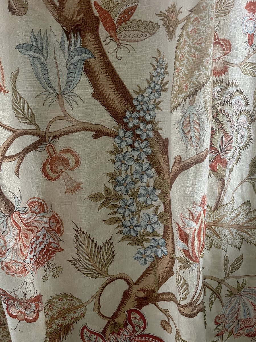 Seconde paire de rideaux au décor indien “Arbre de Vie” large décor floral et papillons-photo-4