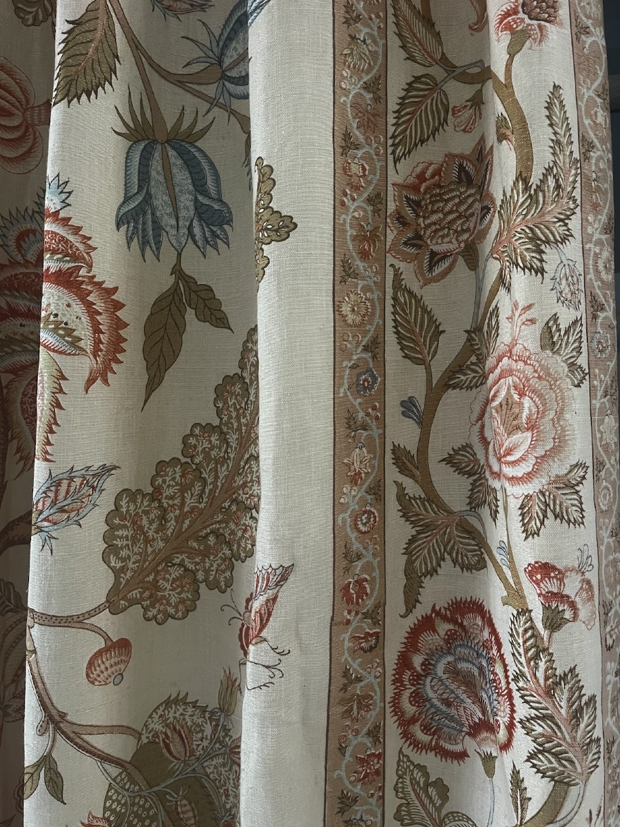 Seconde paire de rideaux au décor indien “Arbre de Vie” large décor floral et papillons-photo-7