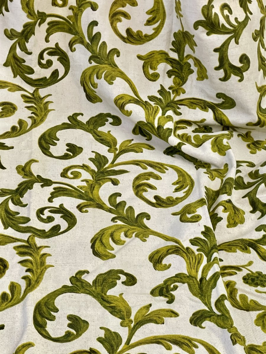 Seconde Paire de rideaux en lin imprimé esprit baroque 295 cm x 125 cm. 4 paires disponibles-photo-3