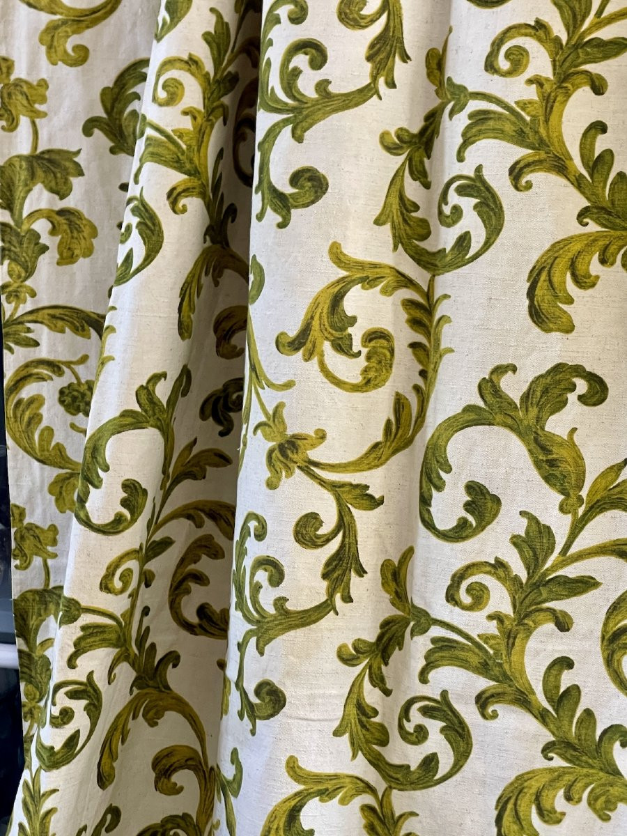 Seconde Paire de rideaux en lin imprimé esprit baroque 295 cm x 125 cm. 4 paires disponibles-photo-3
