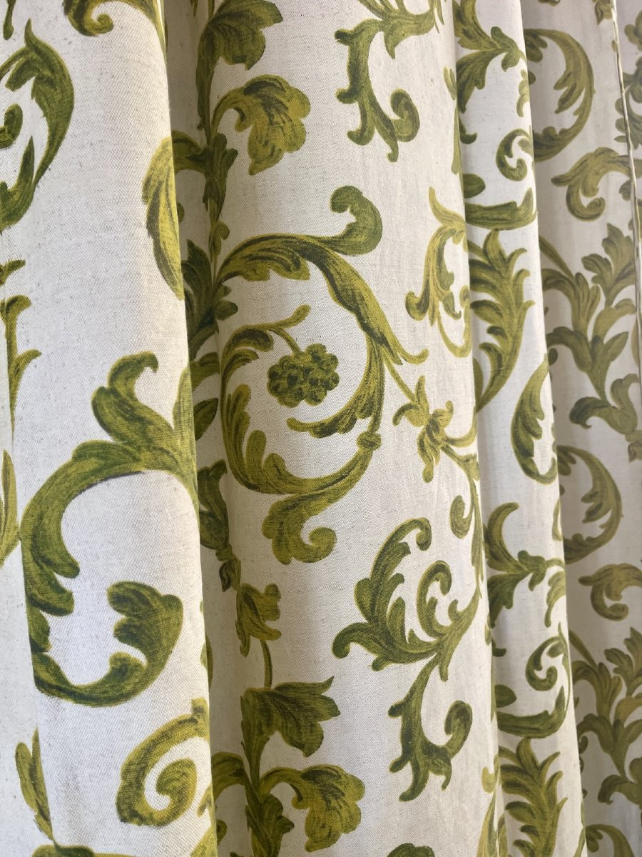 Seconde Paire de rideaux en lin imprimé esprit baroque 295 cm x 125 cm. 4 paires disponibles-photo-5