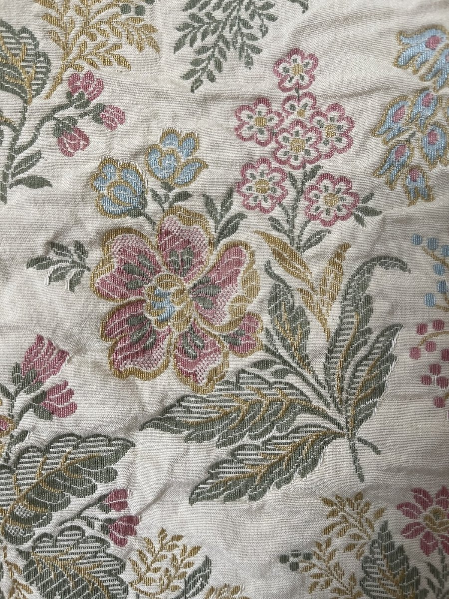 Pair Of Vintage Upholstery Curtains With Delicate Pastel Bouquets-photo-3