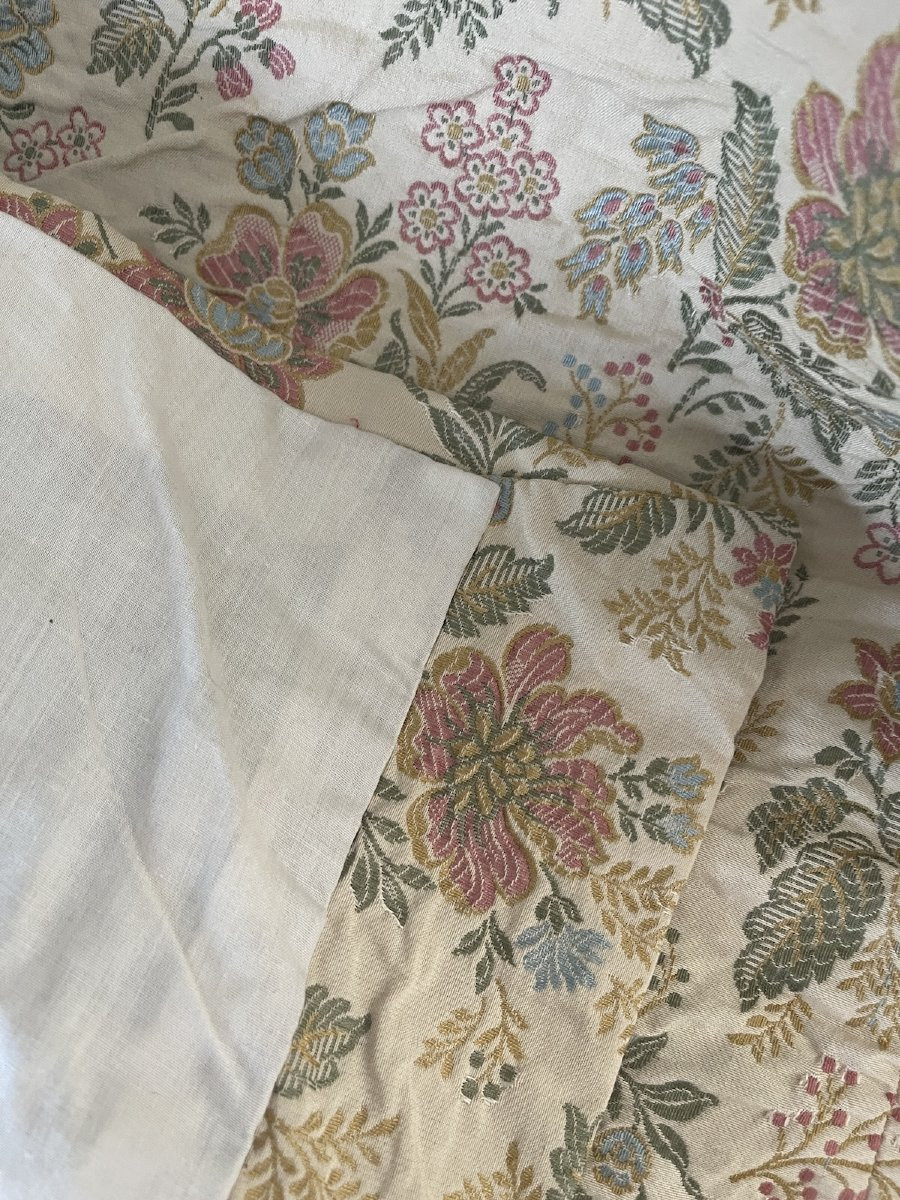 Pair Of Vintage Upholstery Curtains With Delicate Pastel Bouquets-photo-1
