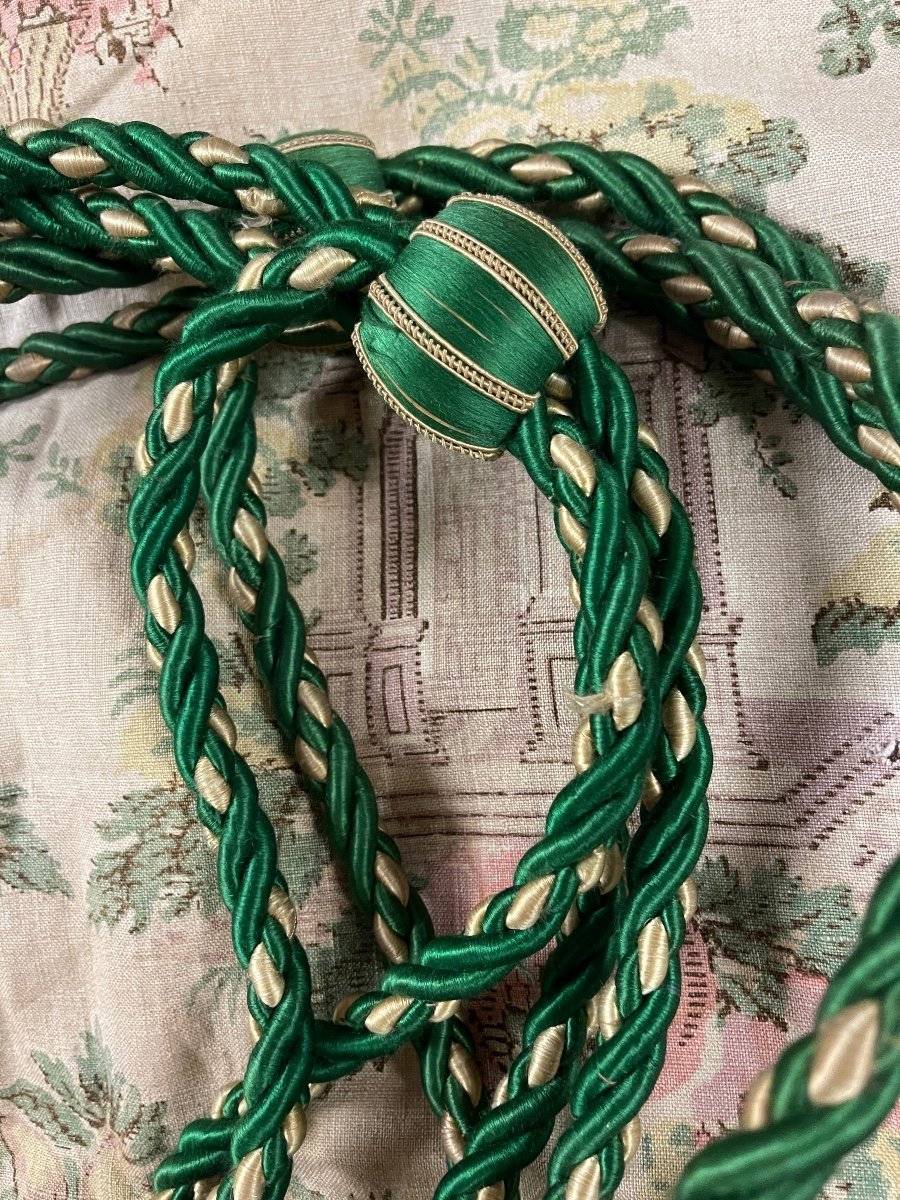 Set Of Four Silk Tassel Tiebacks - Deep Green And Ivory - Passementerie Lyonnais-photo-4