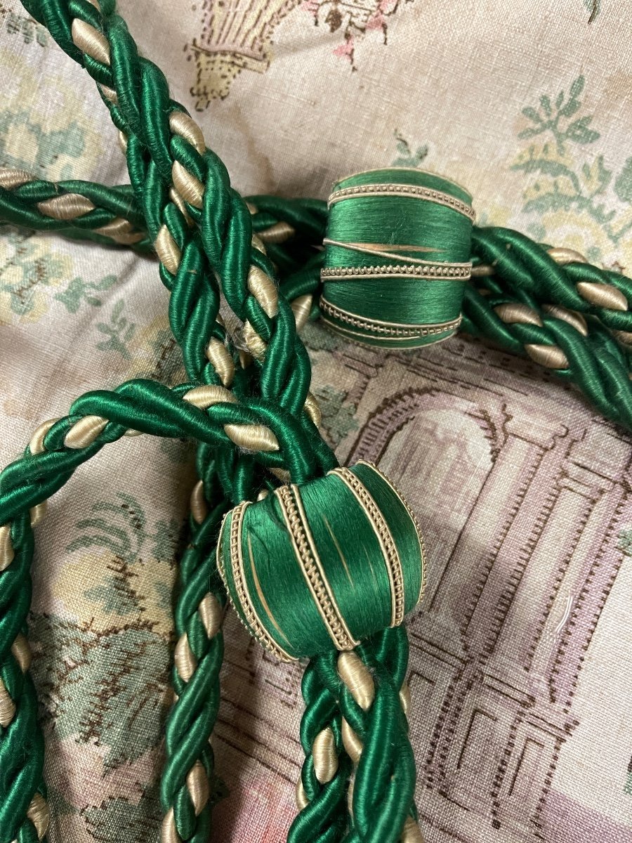 Set Of Four Silk Tassel Tiebacks - Deep Green And Ivory - Passementerie Lyonnais-photo-6