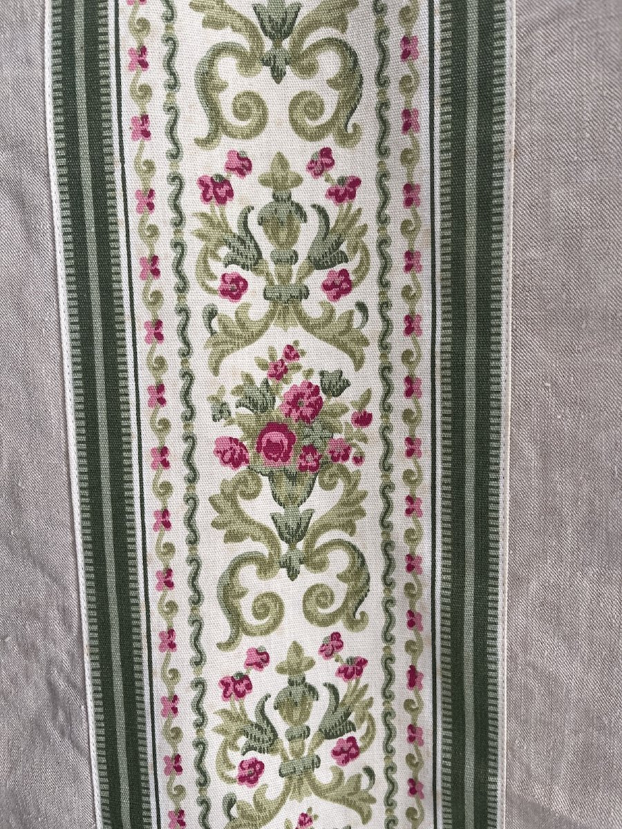 Paire de rideaux en lin et galon au décor floral-photo-3