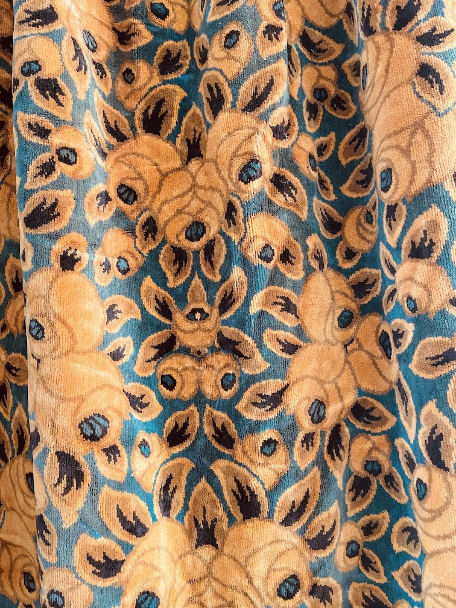 Paire De Rideaux Anciens Art Déco Tentures En Velours Epoque 1925-photo-6