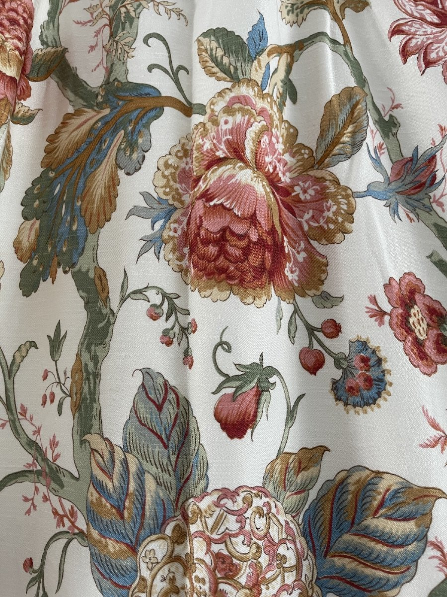 Paire De Rideaux Floraux Avec Doublure Et Anneaux Dorés , tentures  -photo-3