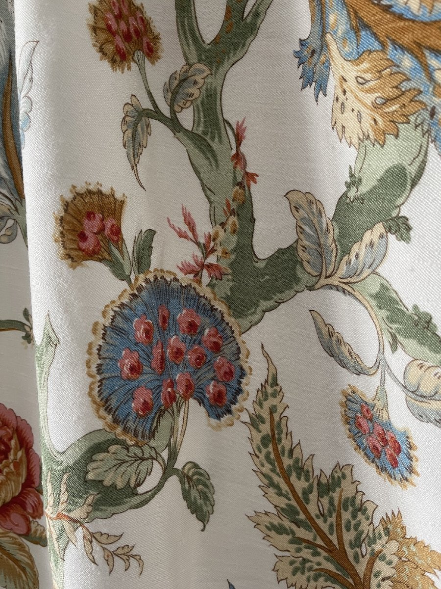 Paire De Rideaux Floraux Avec Doublure Et Anneaux Dorés , tentures  -photo-4