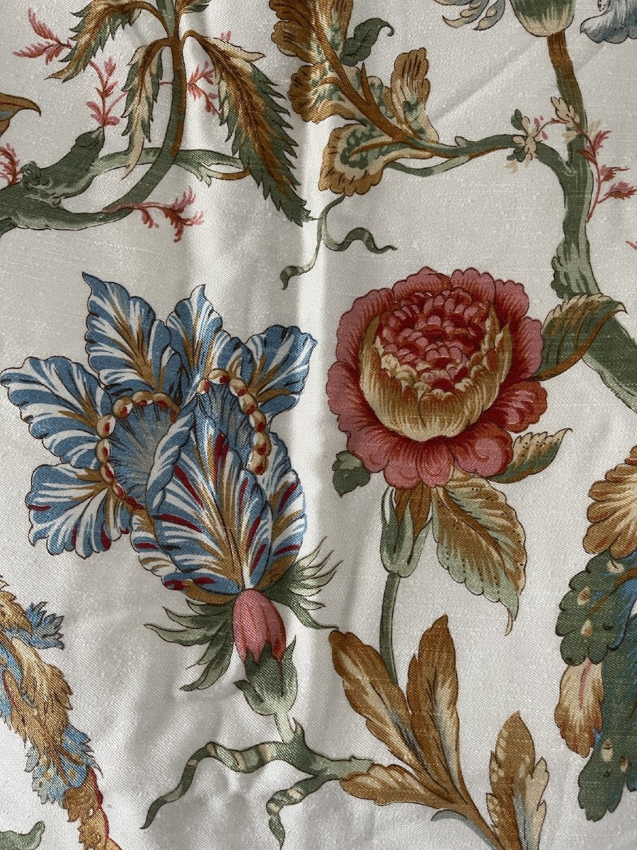 Paire De Rideaux Floraux Avec Doublure Et Anneaux Dorés , tentures  -photo-6