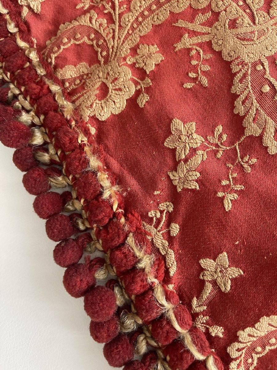 Pair Of Antique Curtains 19th Century Linen Silk Drapes And Trimmings Decoration-photo-3