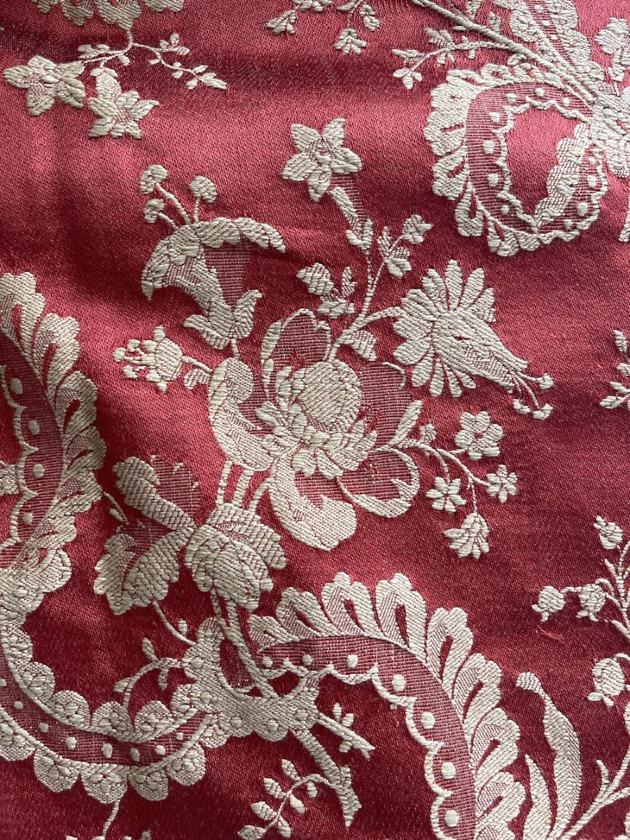 Pair Of Antique Curtains 19th Century Linen Silk Drapes And Trimmings Decoration-photo-4