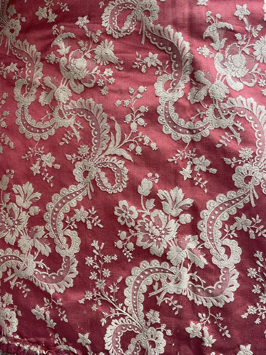 Pair Of Antique Curtains 19th Century Linen Silk Drapes And Trimmings Decoration-photo-7
