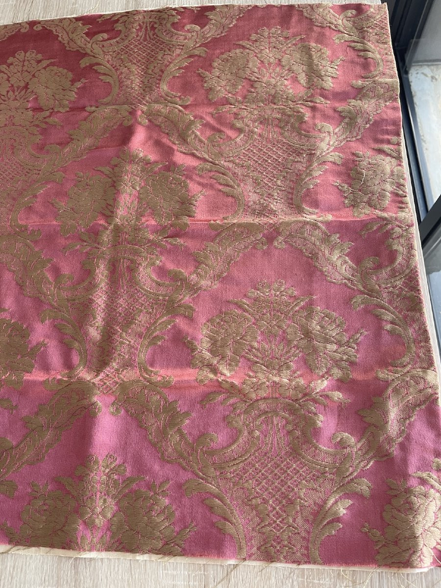 Fragment de soie lyonnaise ancienne, époque XIXᵉ, étoffe ancienne pour coussin ou création -photo-2