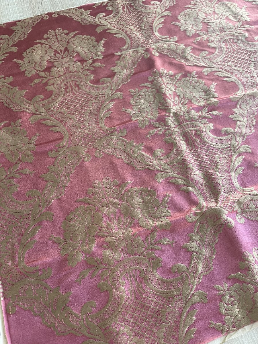 Fragment de soie lyonnaise ancienne, époque XIXᵉ, étoffe ancienne pour coussin ou création -photo-4