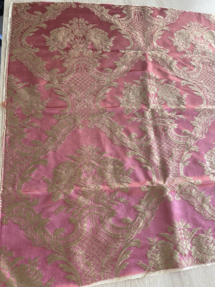 Fragment de soie lyonnaise ancienne, époque XIXᵉ, étoffe ancienne pour coussin ou création -photo-3