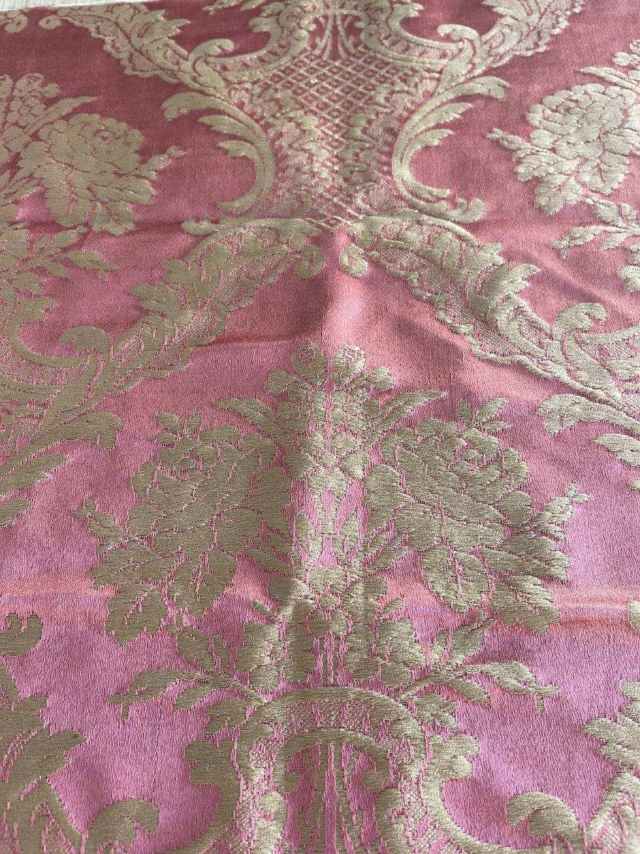 Fragment de soie lyonnaise ancienne, époque XIXᵉ, étoffe ancienne pour coussin ou création -photo-5