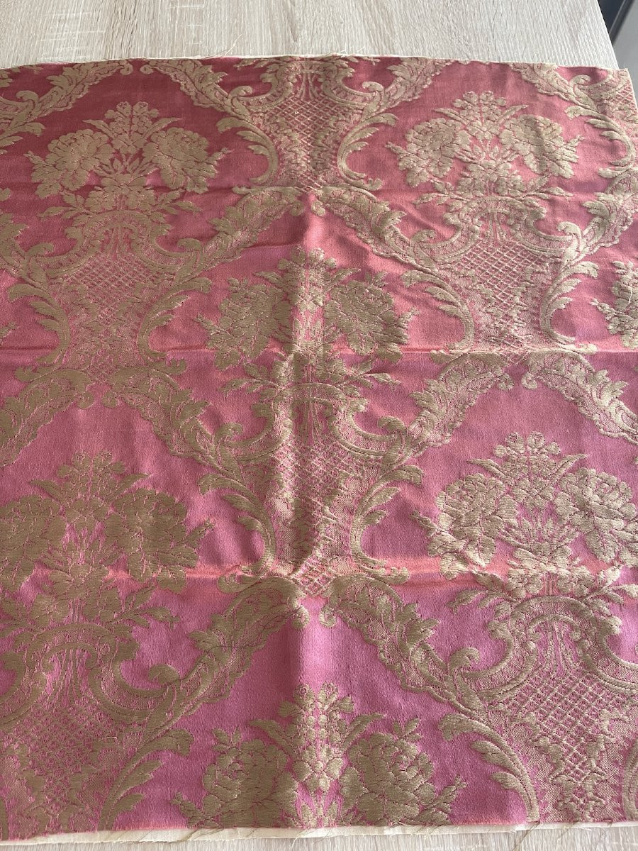 Fragment de soie lyonnaise ancienne, époque XIXᵉ, étoffe ancienne pour coussin ou création -photo-6