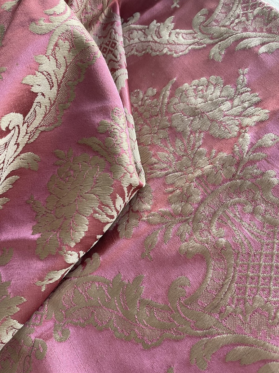Fragment de soie lyonnaise ancienne, époque XIXᵉ, étoffe ancienne pour coussin ou création 