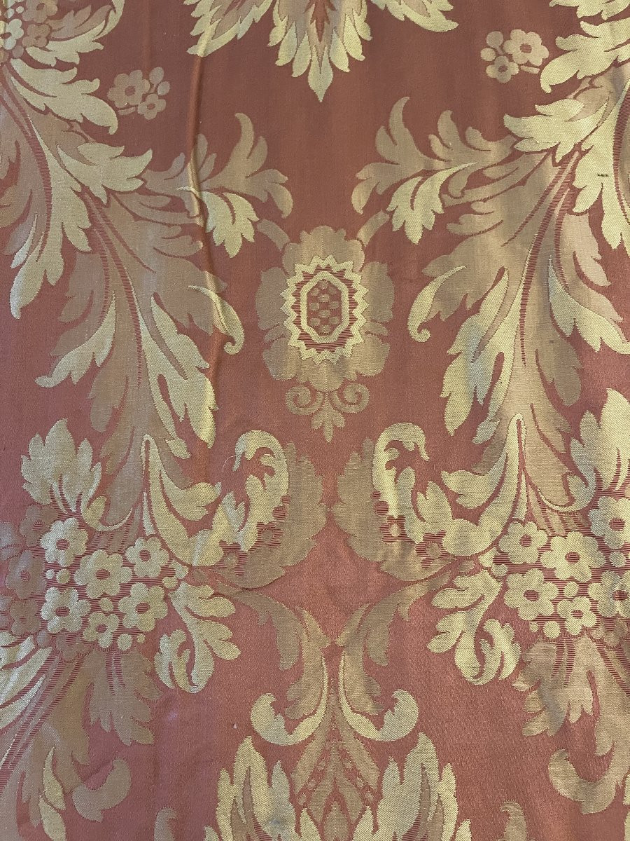 19th Century Silk, Curtain Or Bedspread, Antique Fabric-photo-1
