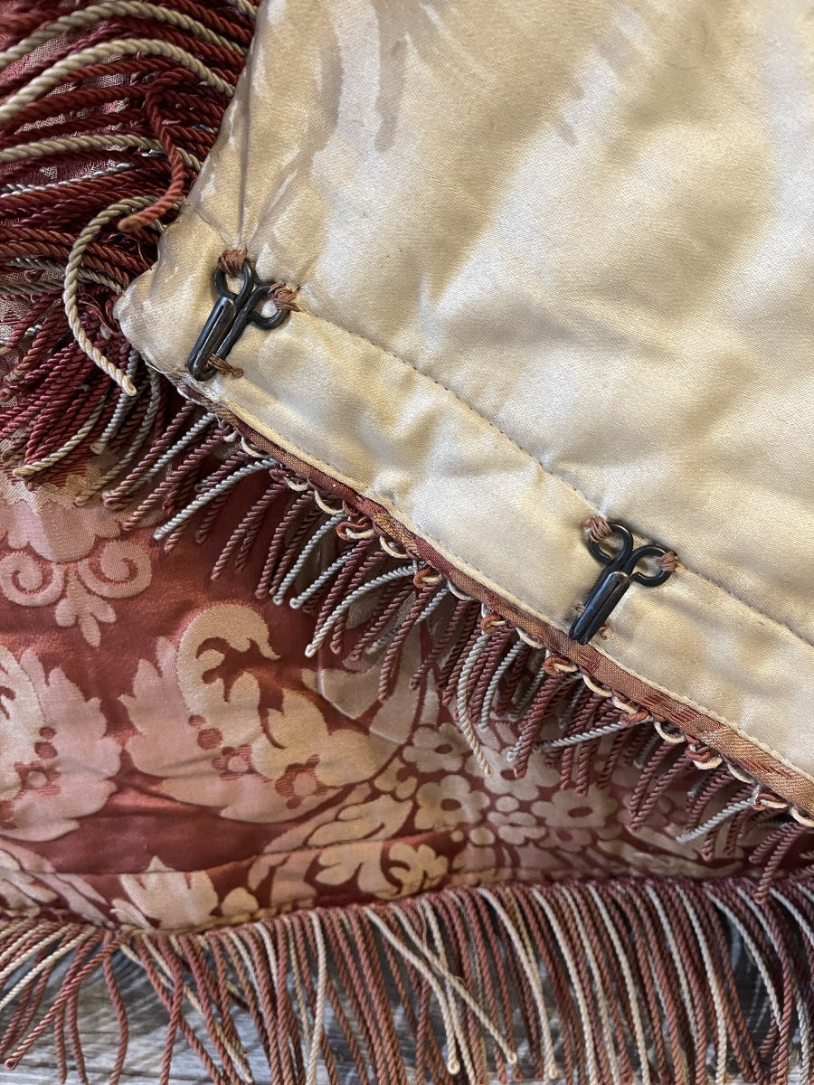 19th Century Silk, Curtain Or Bedspread, Antique Fabric-photo-2