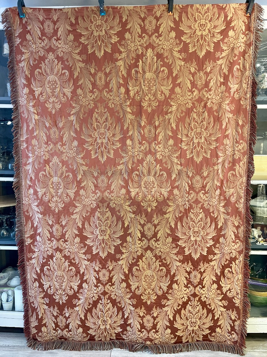 19th Century Silk, Curtain Or Bedspread, Antique Fabric