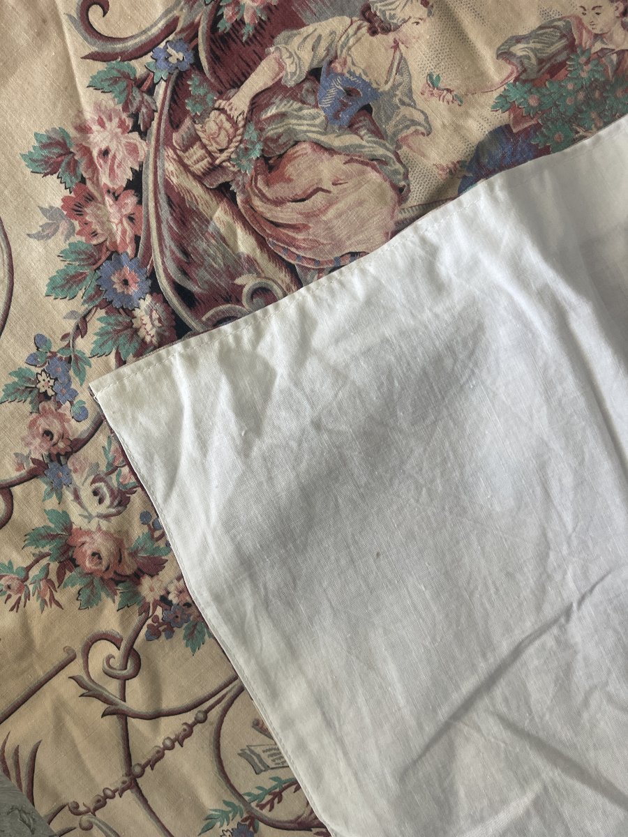 Romantic Valance In Printed Fabric - End XIXᵉ Siècle- Toile à La Française-photo-3