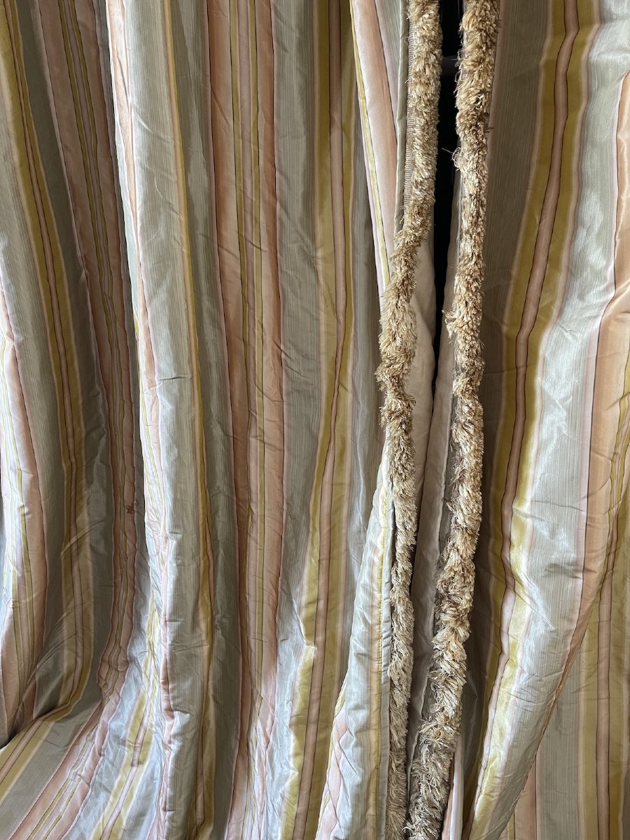 Pair Of Pastel Italian Silk Curtains 326 Cm X 200 Cm-photo-2