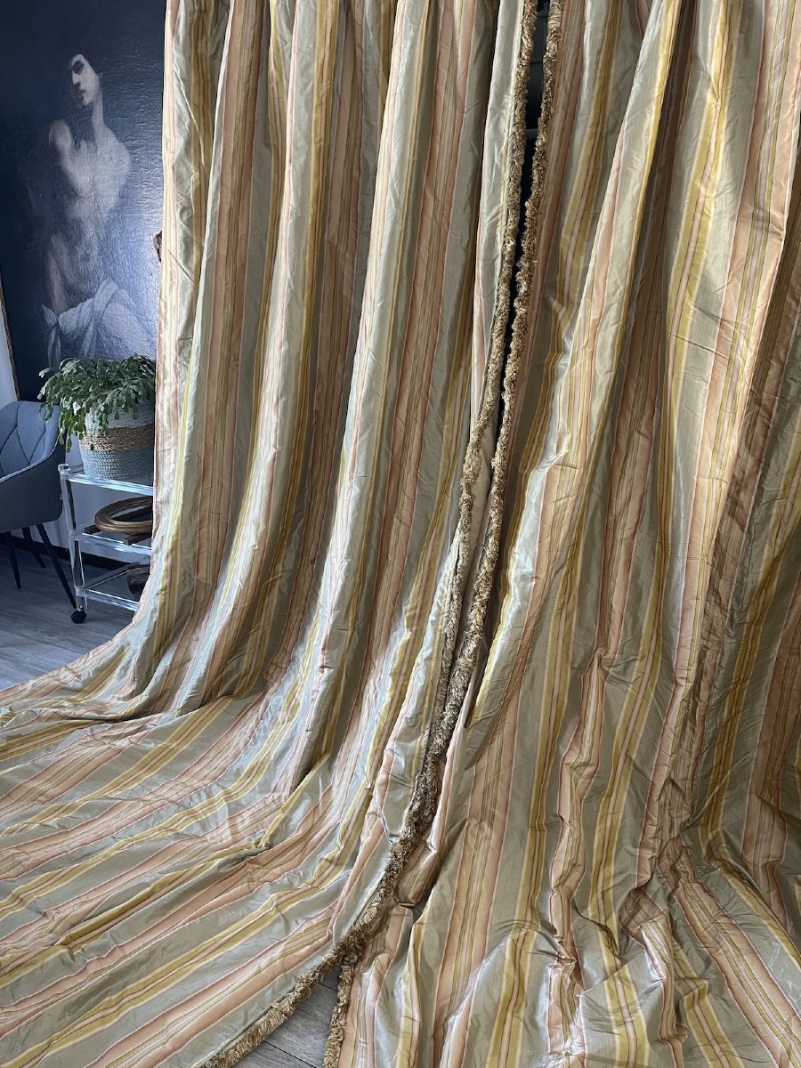 Pair Of Pastel Italian Silk Curtains 326 Cm X 200 Cm-photo-6