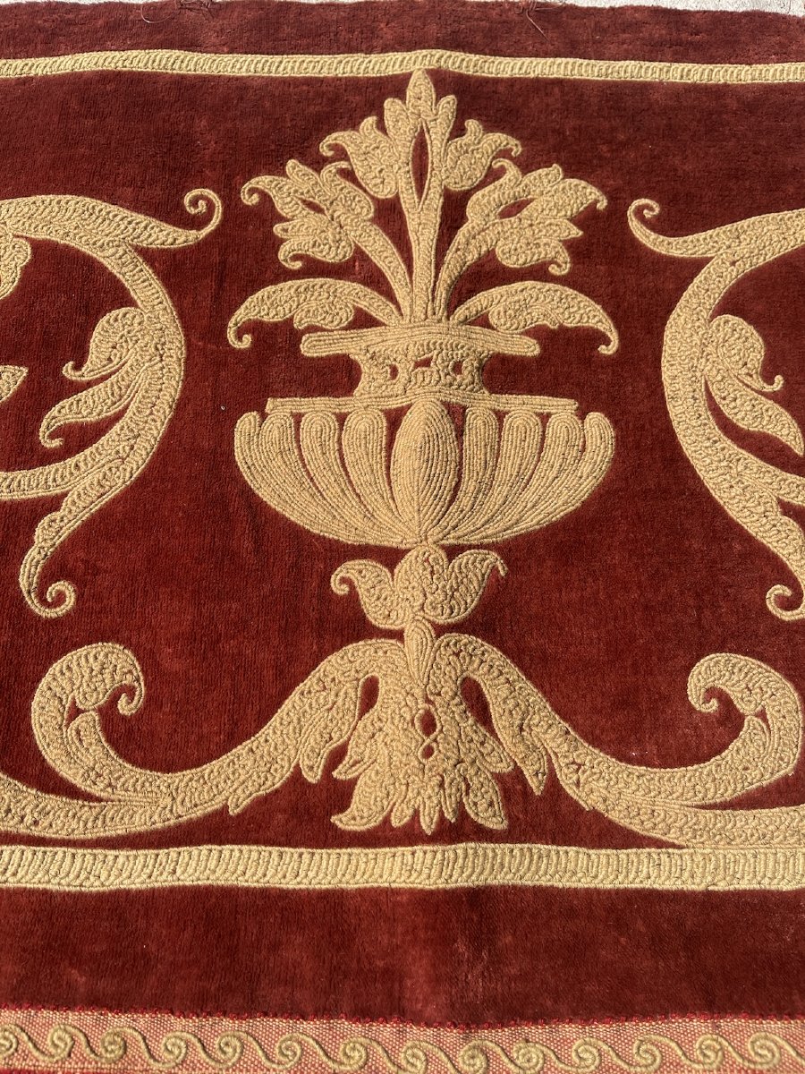 Ensemble de Château en Velours Rouille – Rideaux et Cantonnière, XIXe Siècle-photo-3