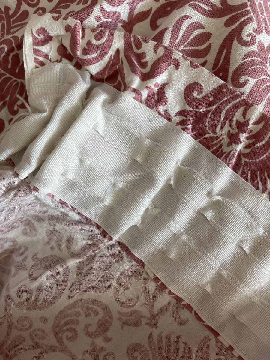 Paire de Rideaux Vintage en Coton Imprimé – Décor Vieux Rose-photo-2